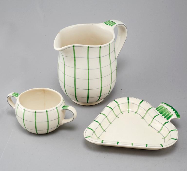 An earthenware tableware set of 62 pcs, 'Spaljé', designed by Wilhelm Kåge for Gustavsberg, around mid 20th century.