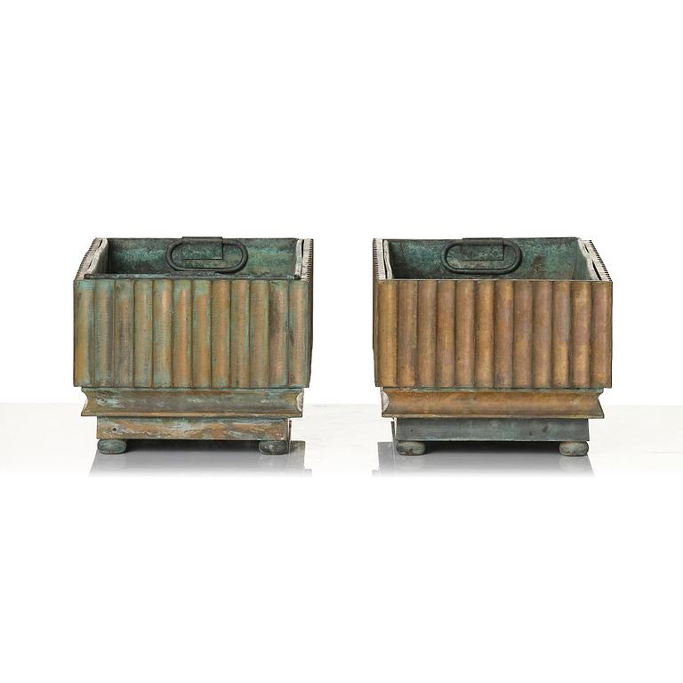 Swedish Grace, a pair of bronze planters, 1920s-1930s.
