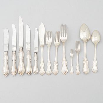 Bestickuppsättning, 122 delar, silver, modell "Olga",  CG Hallberg, Stockholm, 1935-38.