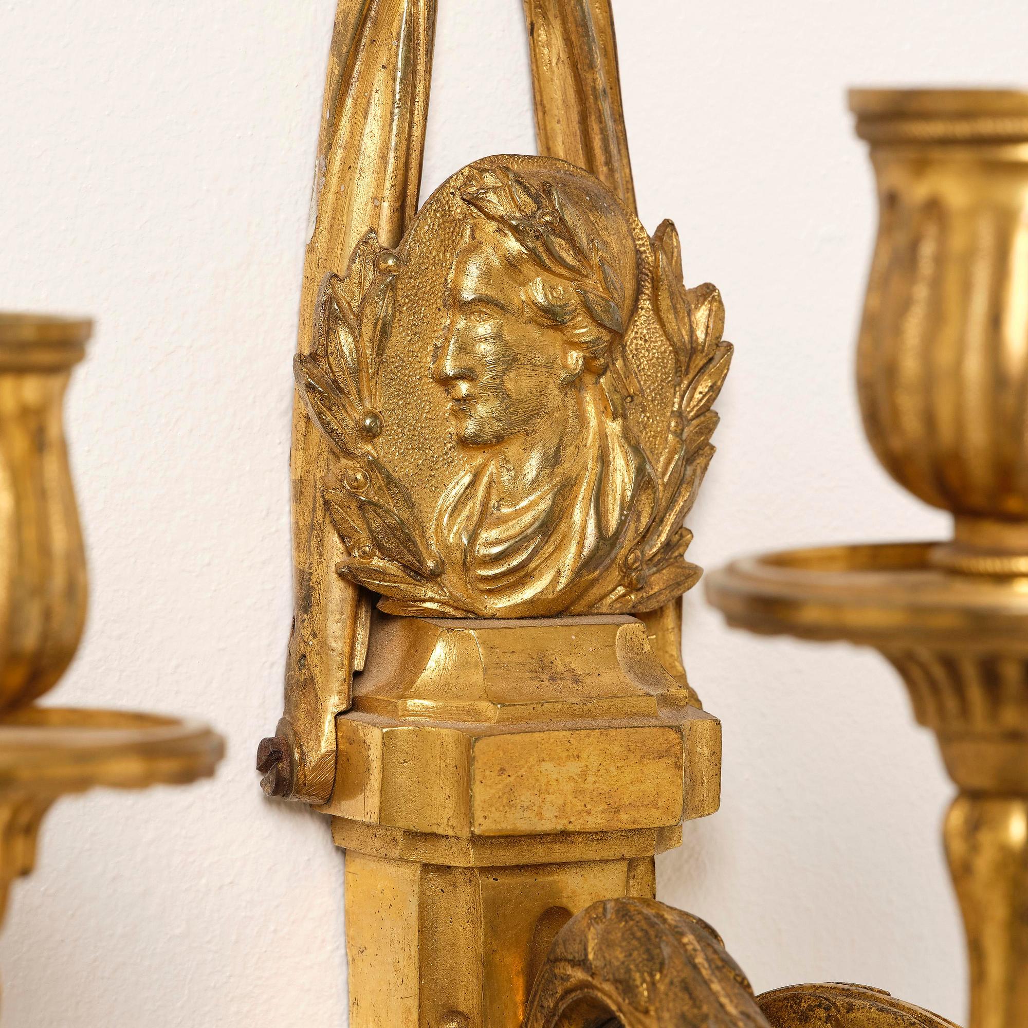 Appliquer, ett par, för tre ljus, Nordeuropa, sent 1700-tal, Louis XVI.