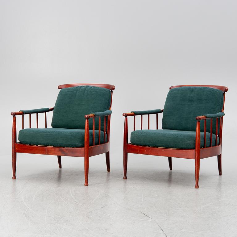 Kerstin Hörlin-Holmquist, a pair 'Skrindan' of easy chairs, OPE Möbel, second half of the 20th century.