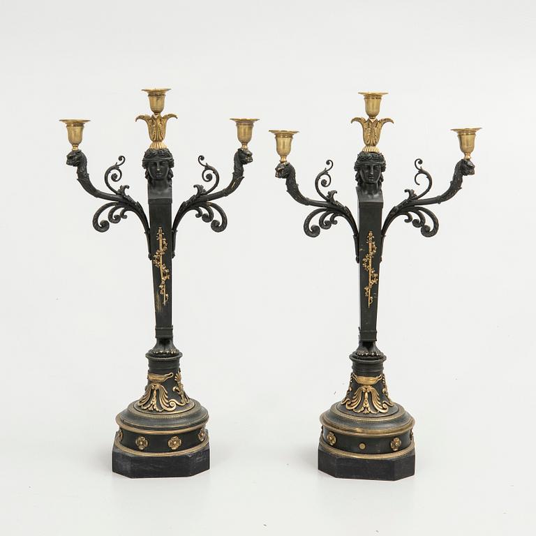 Candelabra, a pair, Empire style, mid-19th century.