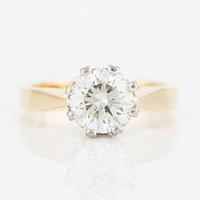 Ring, 18K gold with brilliant cut diamond, 1.52 ct.