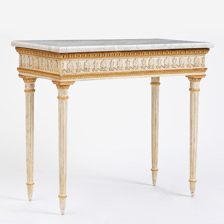 Konsolbord, tillskrivet Jean Baptiste Masreliez (formgivare och ornamentbildhuggare i Stockholm), Sengustavianskt.