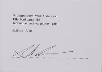 PATRIK ANDERSSON, photograph signed and numbered 8/10 on verso.