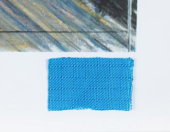 Christo & Jeanne-Claude, Offset in colours, with a collage of fabric, signed in pencil.