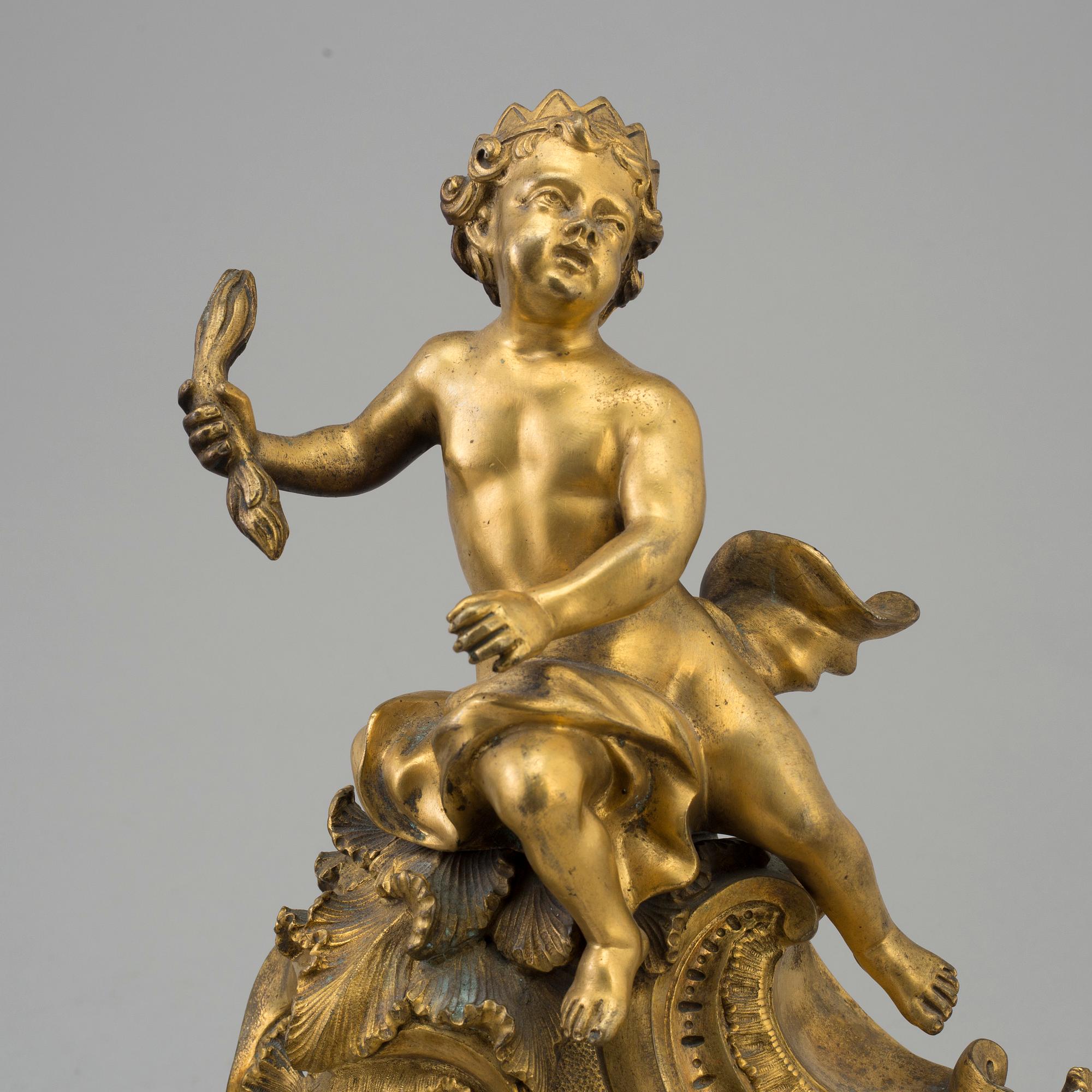 ELDHUNDAR, ett par, rokokostil, sent 1800-tal.