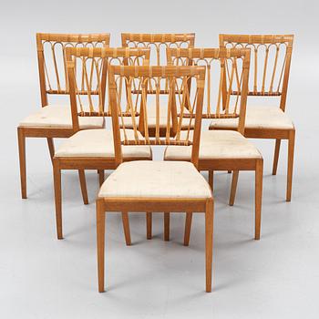 Josef Frank, a set of 6 chairs, model 1165, Firma Svenskt Tenn, after 1985.