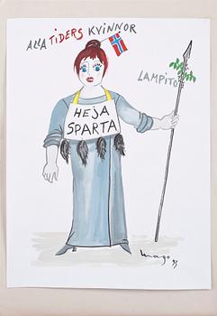 MAX GOLDSTEIN, dräktskisser, 15 st, flertalet sign o dat 1993.