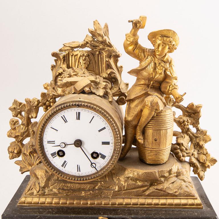 A Neo Rococo bronzed table clock.