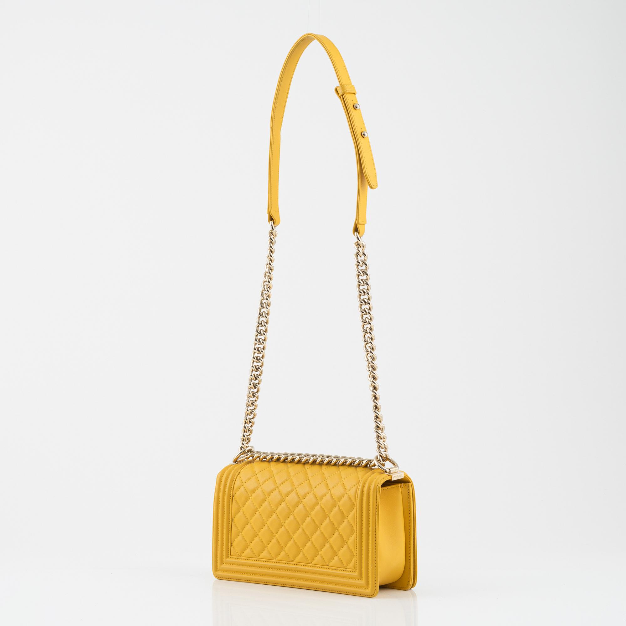Chanel, a yellow quilted leather 'Boy Bag', 2018.