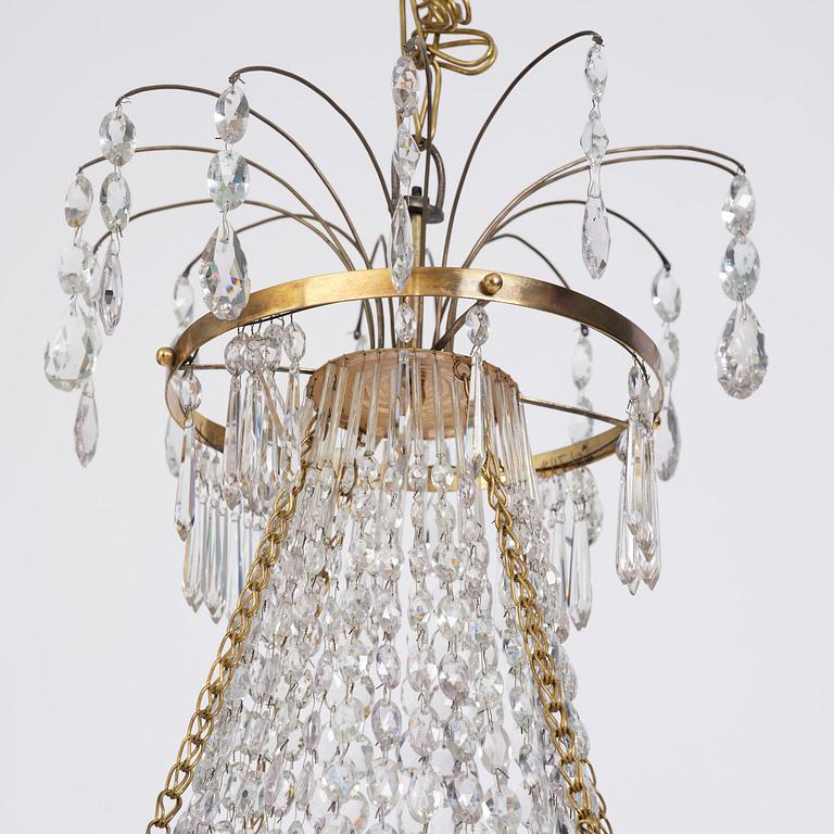 A late Gustavian five-light chandelier, late 18th century.