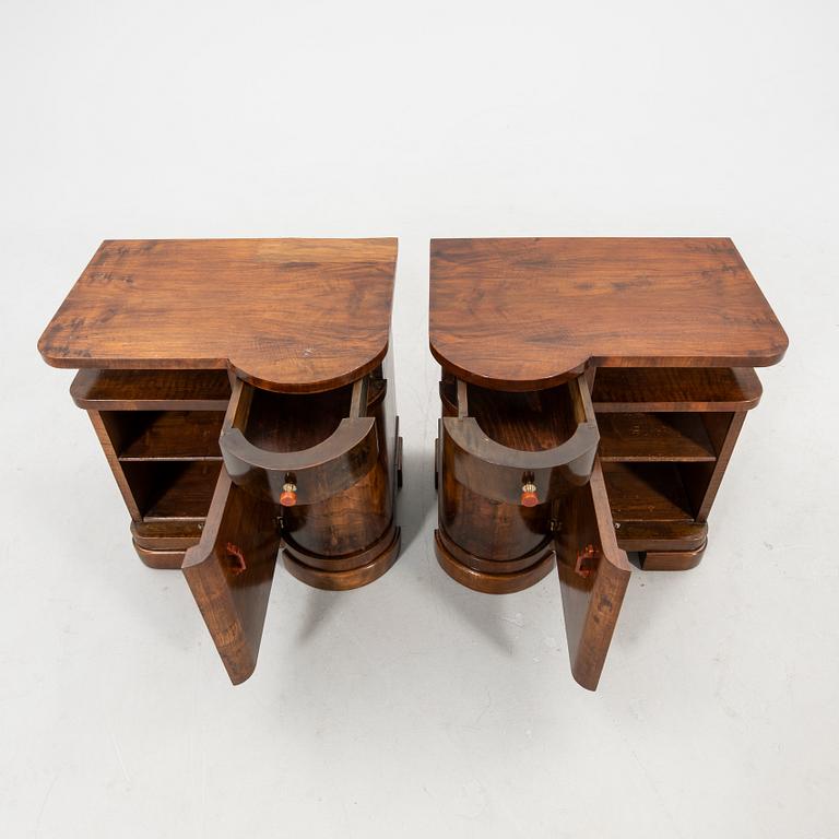Bedside tables, a pair from the first half of the 20th century.