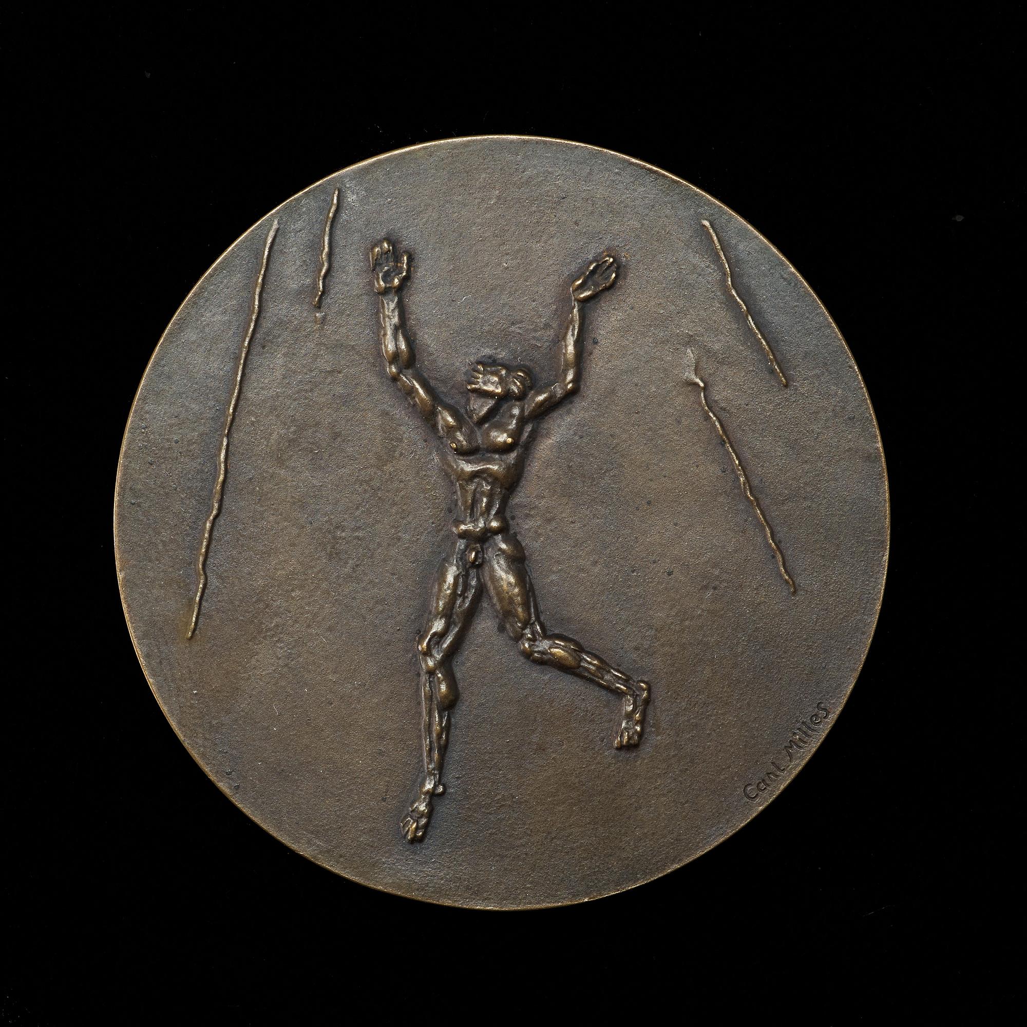 FLYGAREMEDALJEN till minne av omkomna svenska flygare. Av Carl Milles 1929-32 på uppdrag av Svenska aeroklubben.