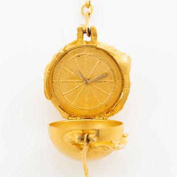 Björn Weckström, collier med klocka "Sun Dial", 18K guld, Finland 1974. För Lapponia.