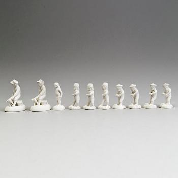 TEN MINIATURE PARIAN FIGURES, Gustafsberg, ca 1900.