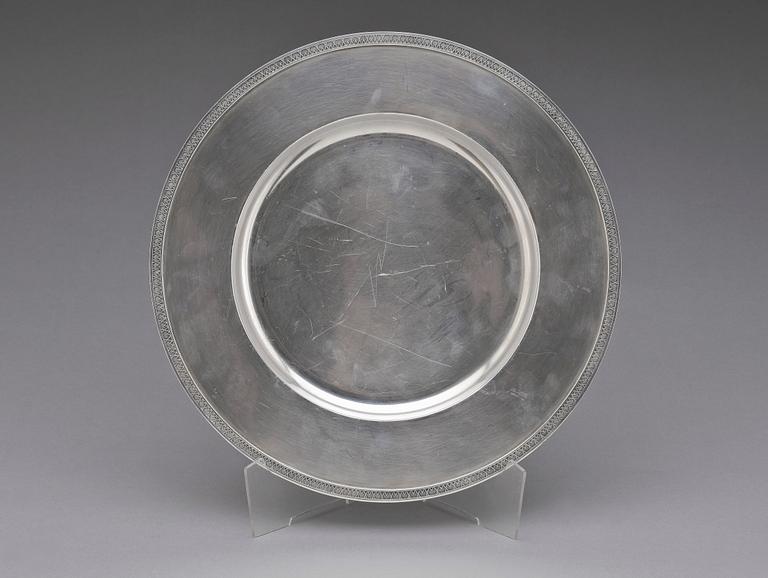 TALLRIK, sterling silver, Borgila, Stockholm 1959. Tot vikt ca 614 g.