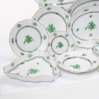 Herend, Service pieces, 59 pieces, "Chinese Bouquet"/ "Green Apponyi", Hungary.