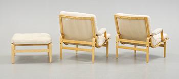 FÅTÖLJER, ett par, samt FOTPALL, "Ingrid", Bruno Mathsson.