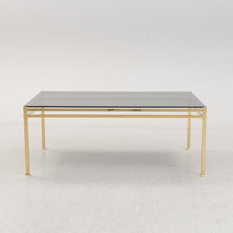 A second half of the 20th century glass and metal coffee table.