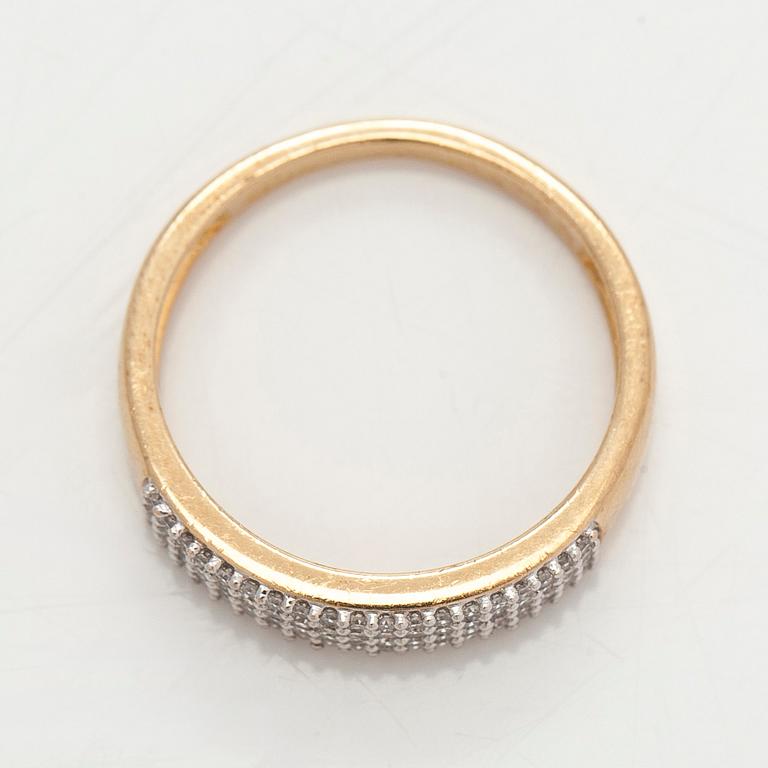 Ring, åttkantslipade diamanter, 14K guld.