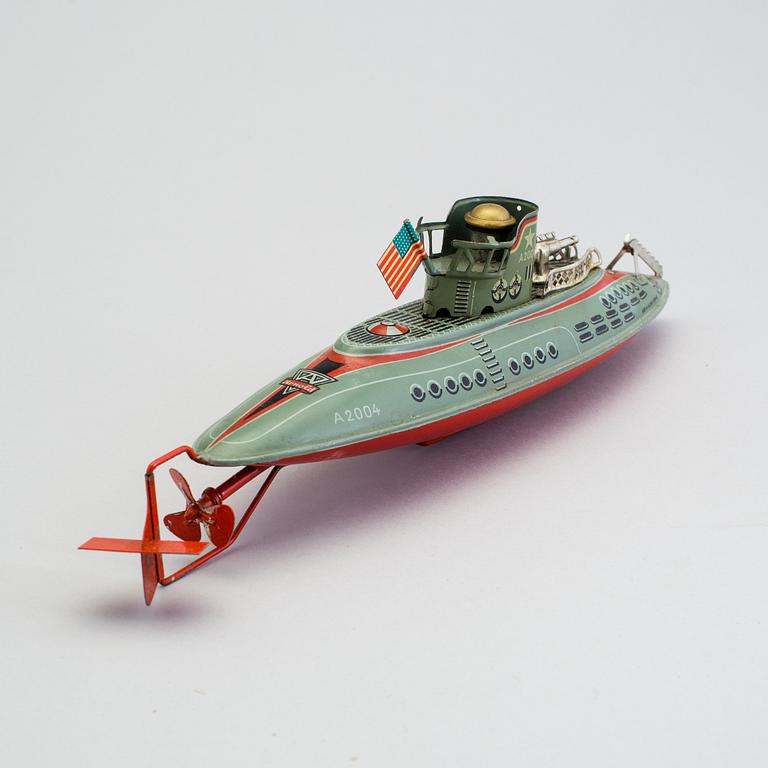 A tinplate Arnold submarine A2004, Germany, ca 1950.