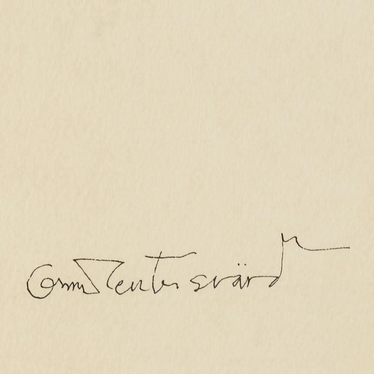 Oscar Reutersvärd, ink & watercolour, signed.