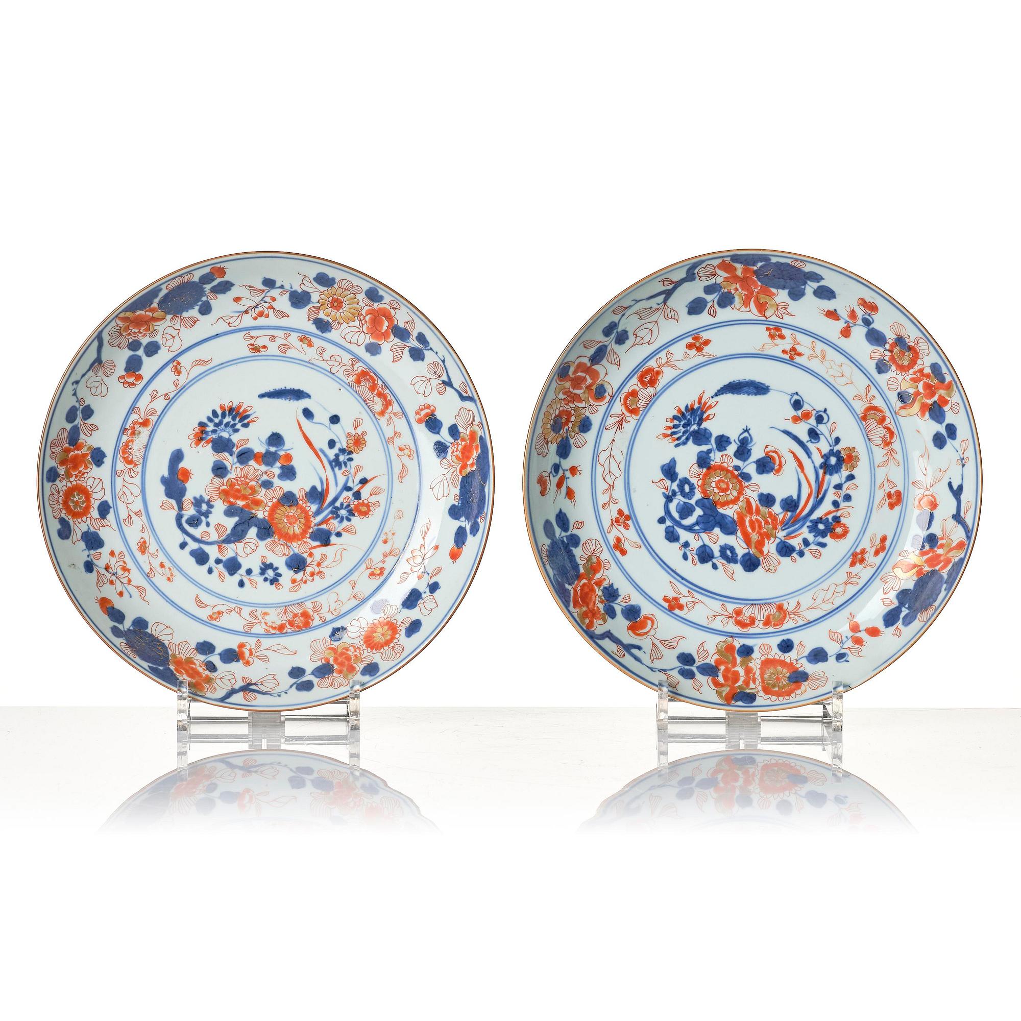 Fat, sex stycken, porslin. Qingdynastin, Kangxi (1662-1722).