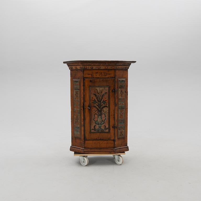 Corner hanging cupboard Southern Sweden dated 1783.