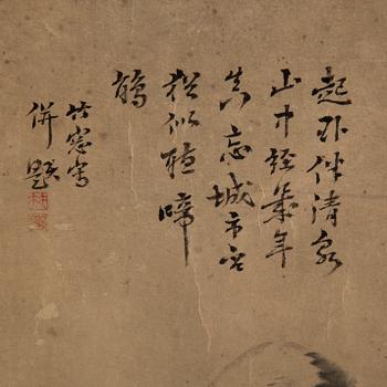 KAKEMONO, tusch och färg på papper. Japan, efter Chikuso Morikawa (1763-1830), sent 1800/tidigt 1900-tal.