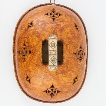 Andreas Poggats, birch cermonial drum, signed and dated 1976.