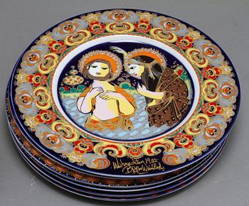 TALLRIKAR, 9 st, porslin, Björn Wiinblad, Rosenthal Studio-Line, 1970/80-tal.