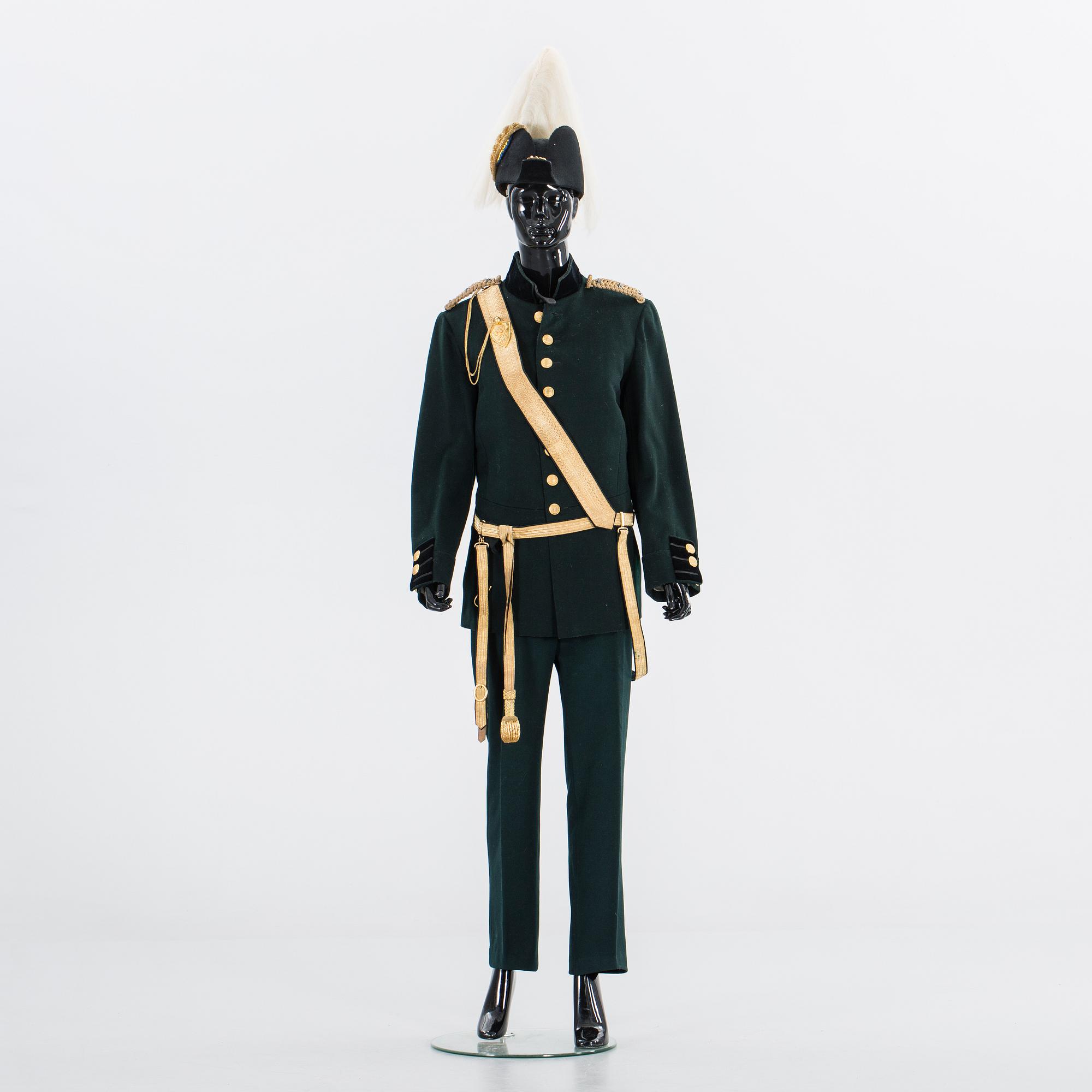 UNIFORM samt BICORNE, svensk. För jägmästare. Ca 1900.