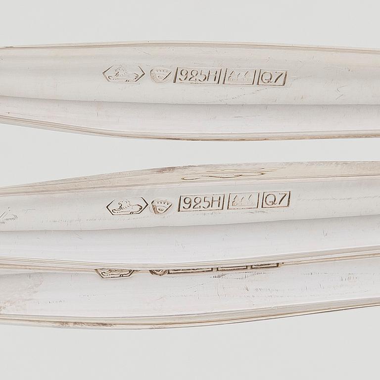 Tapio Wirkkala, cocktaillusikoita 6 kpl, sterlinghopeaa, "Tapio", Kultakeskus Hämeenlinna 1969.