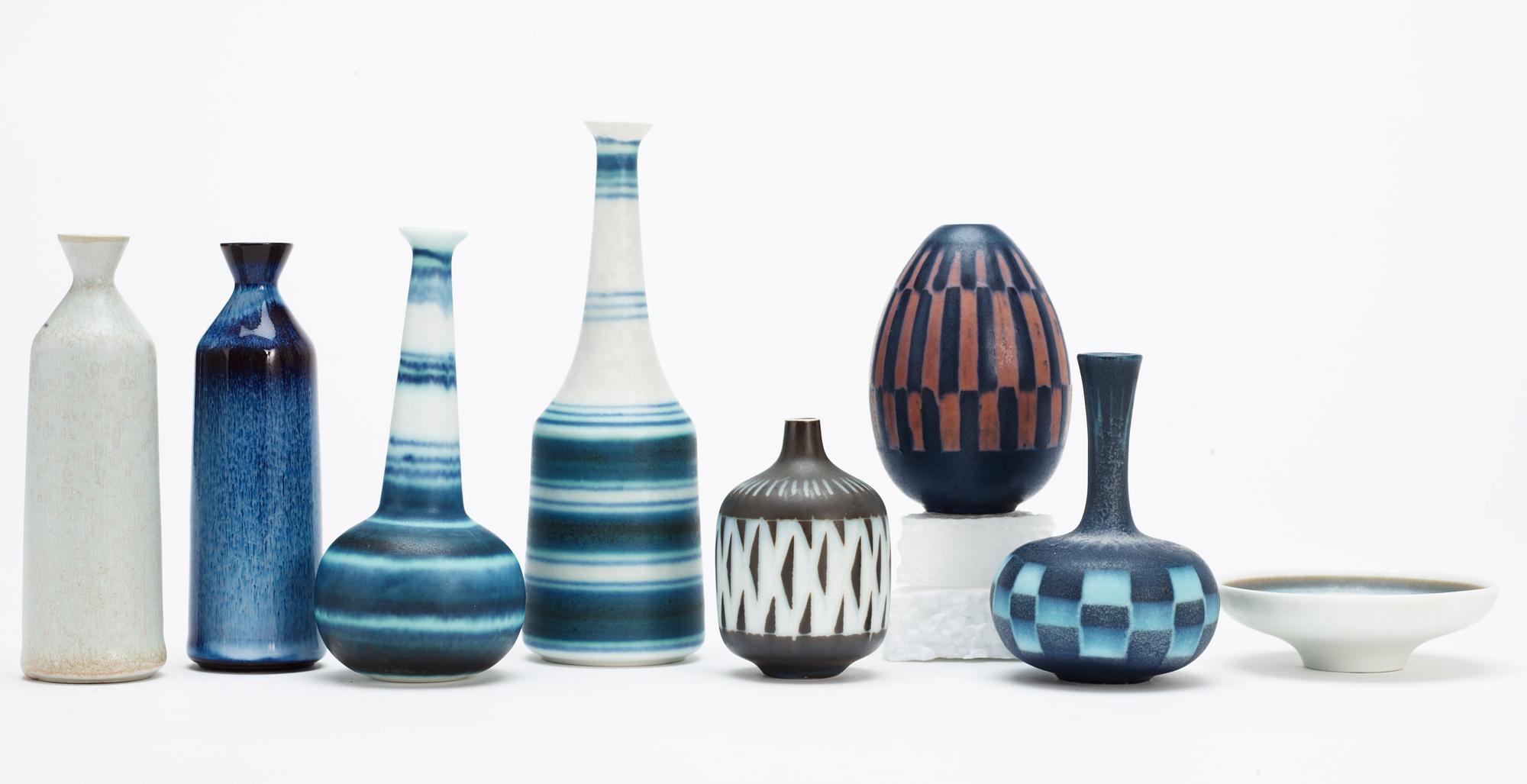 A set of eight Gunnar Nylund stoneware miniatures, Rörstrand.