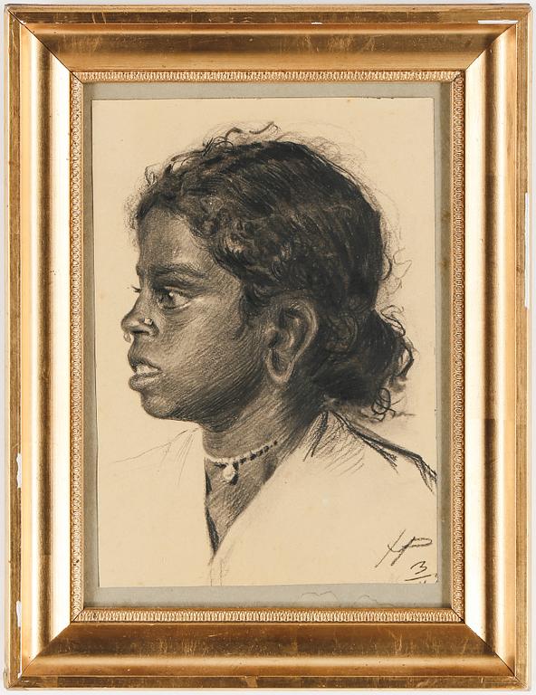 HUGO VILFRED PEDERSEN, 2 st, kolteckningar, signerade.