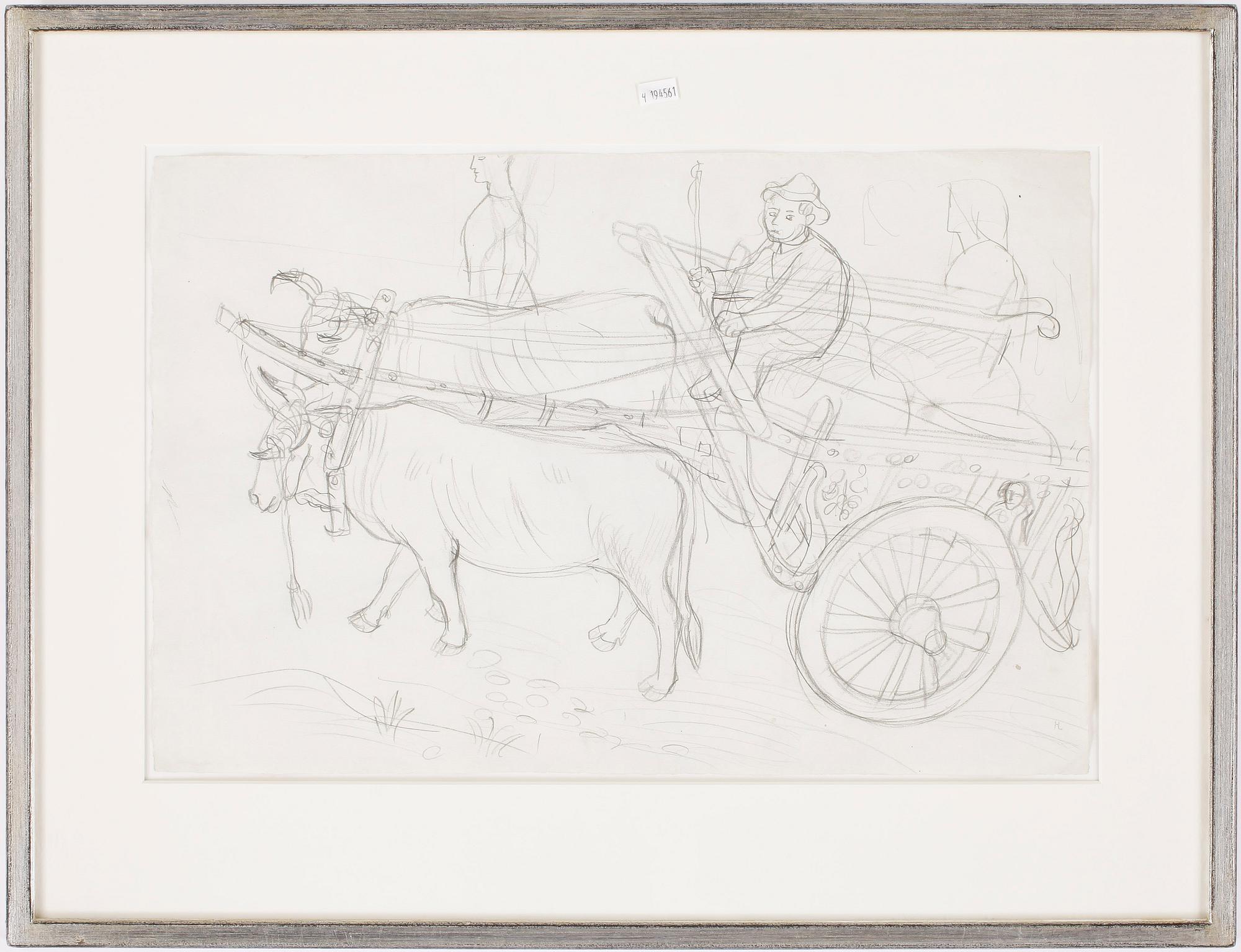 HILDING LINNQVIST, blyertsteckning, monogramsignerad.