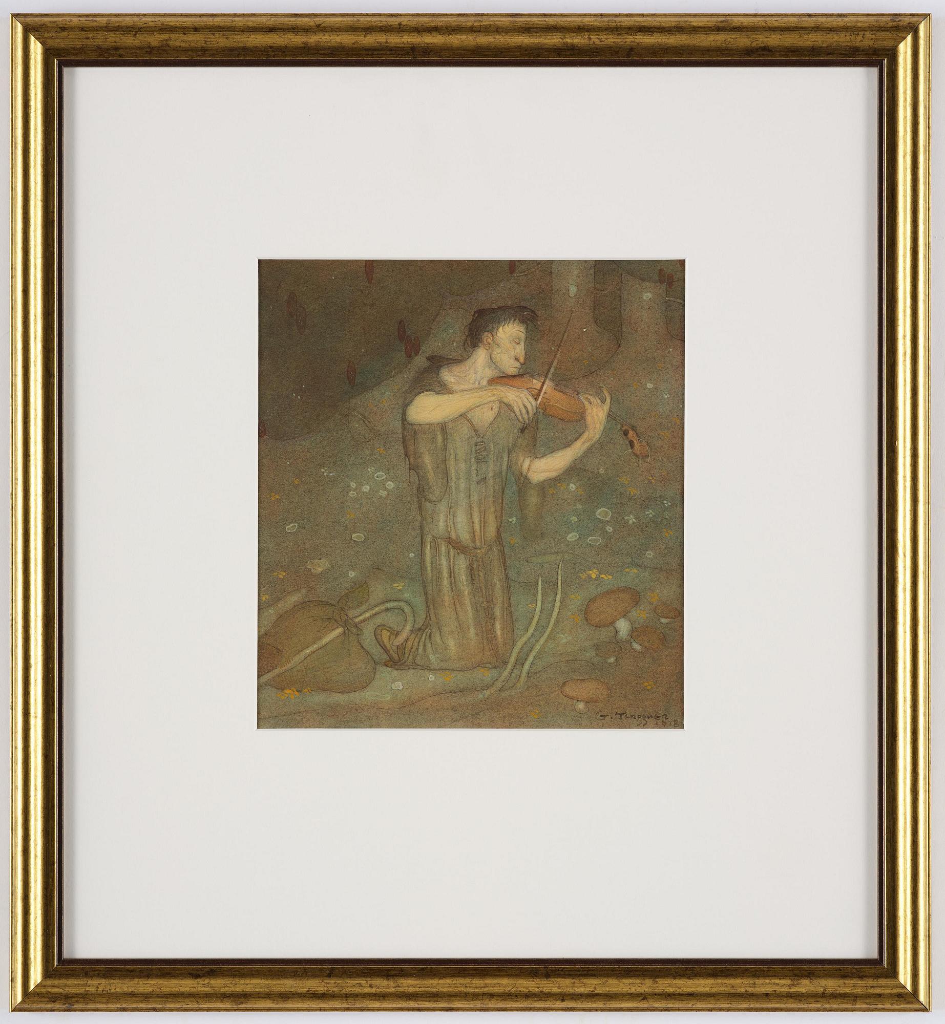 Gustaf Adolf Tenggren, A fiddler in the forest.