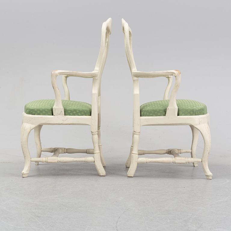 A pair of rococo armchairs, mid 18th Century.