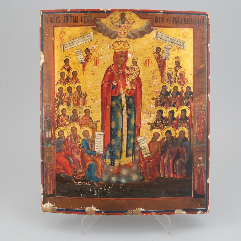 A 19th century Russian icon depicting the heavenly Madonna.