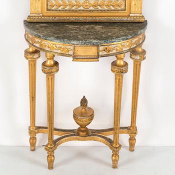 A MIRROR AND CONSOLE TABLE, gustavian style, mid 1900s.