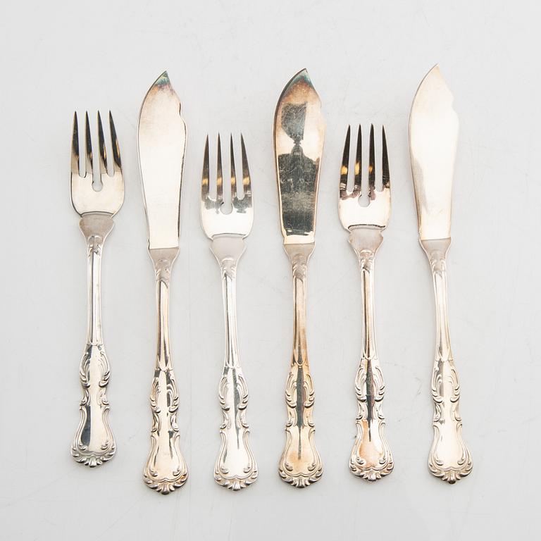Fish cutlery 28 pcs "Olga" silver GAB Eskilstuna 1990s.