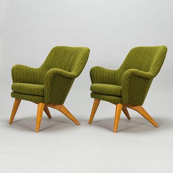 Carl Gustaf Hiort af Ornäs, fåtöljer, ett par, "Pedro", för Puunveisto Oy - Träsnideri Ab, 1950-tal.,