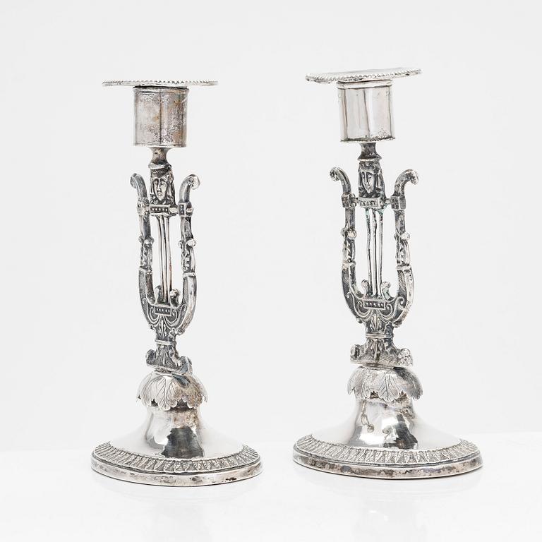 Johan Fredrik Hartman, ljusstakar, ett par, silver, Vasa 1827. Empire.