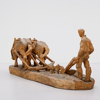 SKULPTUR, skuret trä, Erik Reimhult, signerad och daterad 52.