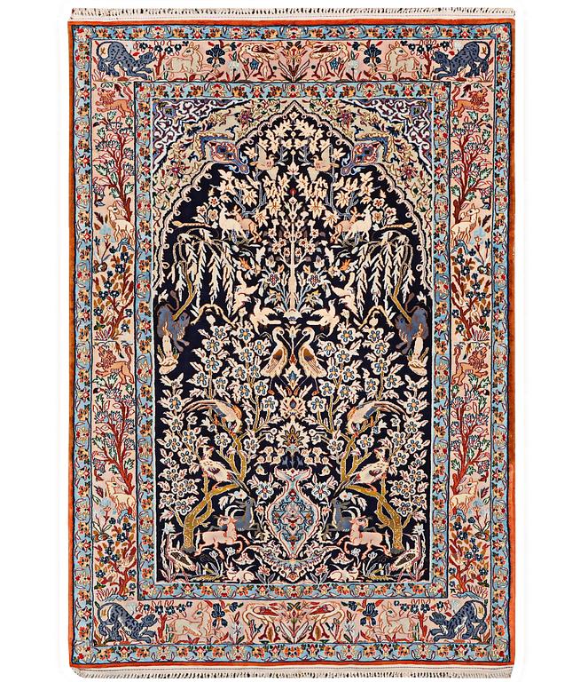 A rug, Esfahan, part silk, ca 159 x 103 cm.