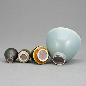 MINIATYRER, 3 st och SKÅL, stengods, Berndt Friberg, Gustavsbergs studio.