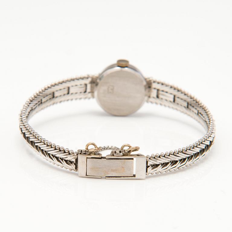 HILSON wrist watch, manual winding, 14K white gold, diamonds ca. 0.11 ct in total, 16 mm.