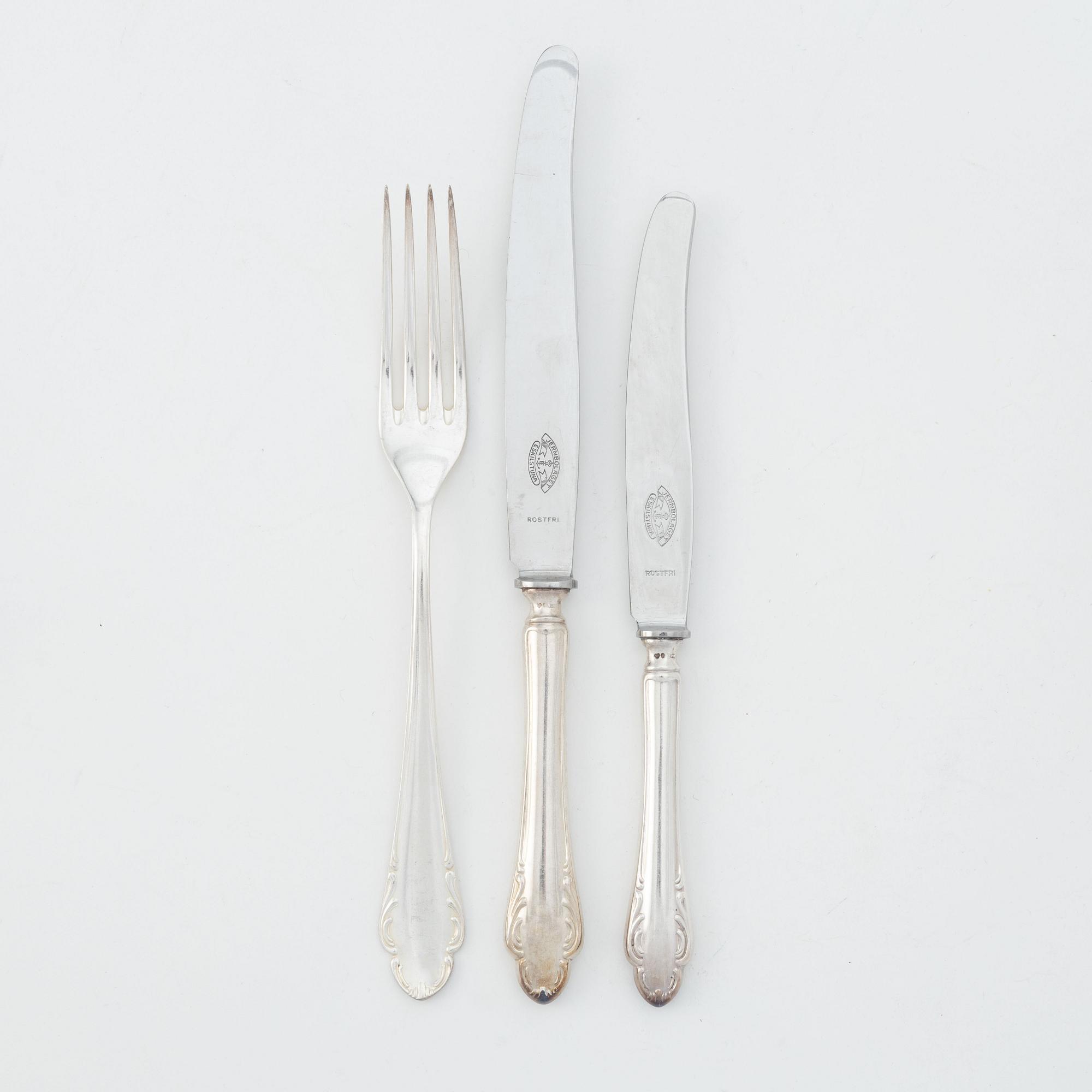 Skandia Silver-& Nysilver Ab, bestickservis, 49 delar, silver, modell Haga, Stockholm bl a 1937.