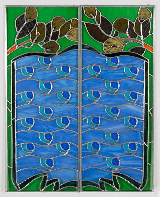Dolores Hoffmann, glass painting, signed and dated 2004.